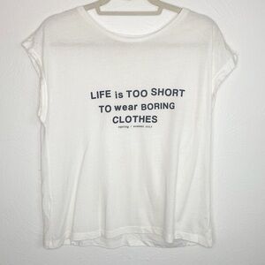 Mango Life is too Short Tee White Size Small